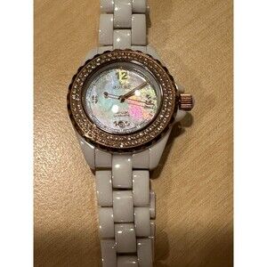 Le Chateau White Ceramic Watch Rose Gold and Crystal Trim Sapphire Crystal 5809